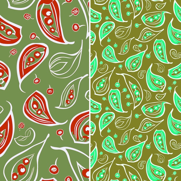 a set of different patterns with different colored leaves and flowers
