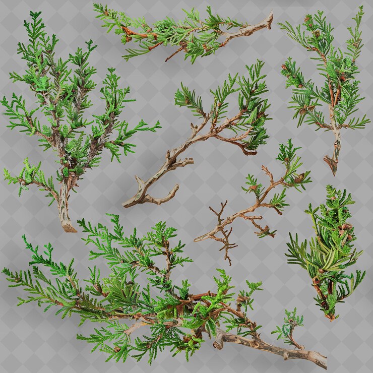 PSD a set of green branches with the words quot spiky quot on them