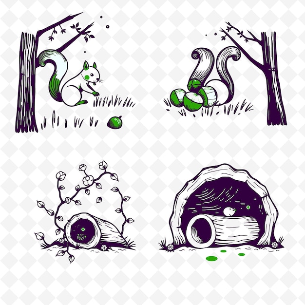 a set of images of a dog and a log with a cat on the top