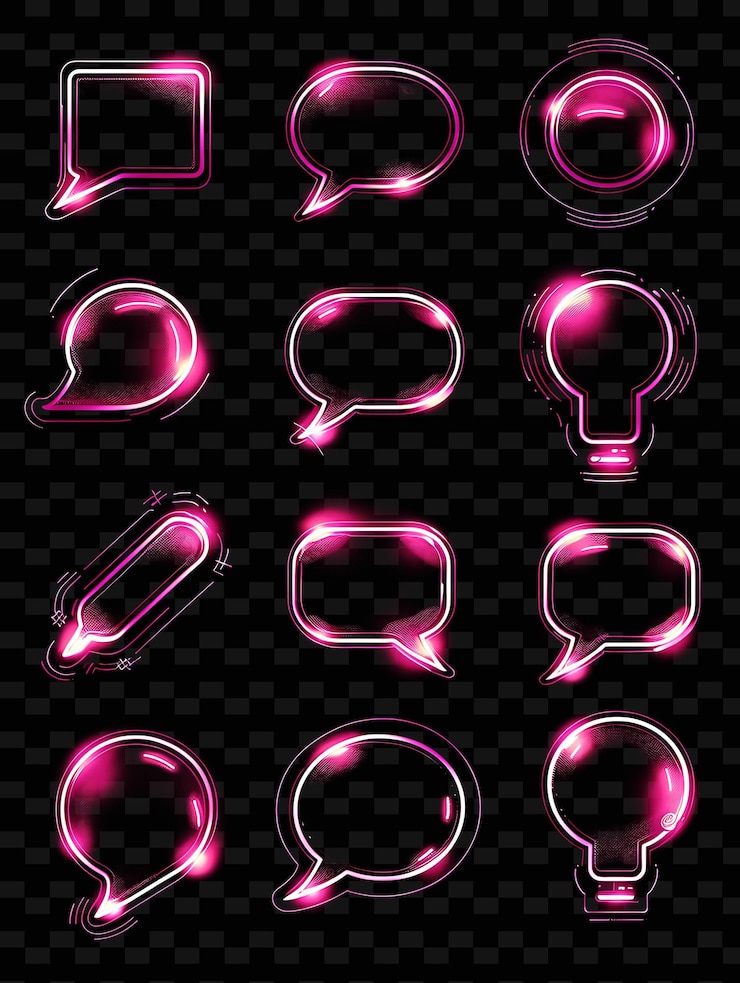 PSD a set of pink speech bubbles with a pink speech bubble