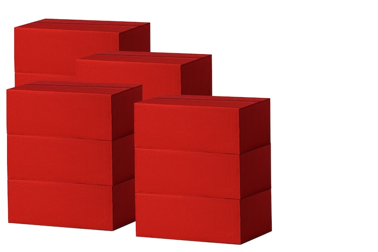 PSD a set of red boxes on an empty background
