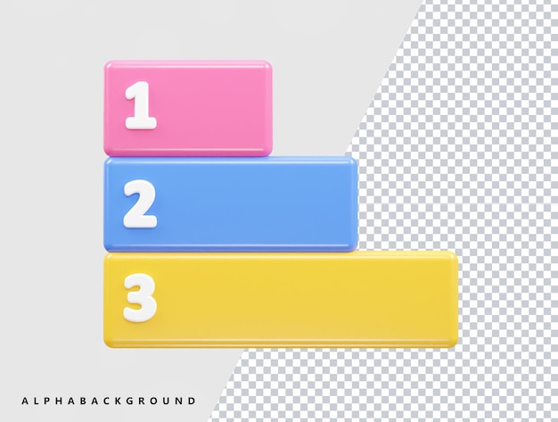 a set of three colored squares with the text 1, 3 and 3 on them.