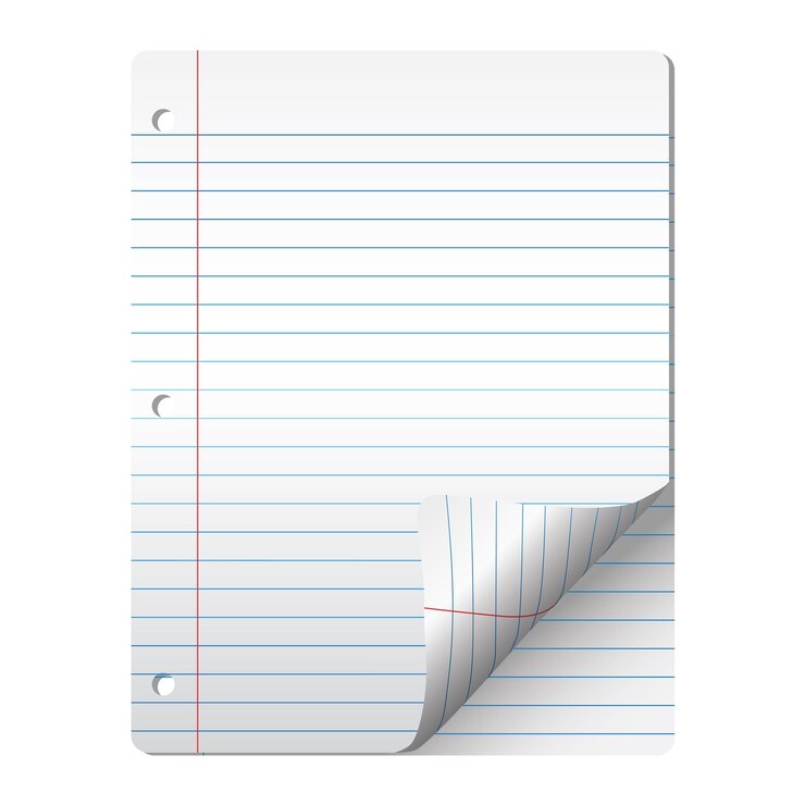PSD a sheet of lined paper with a torn corner