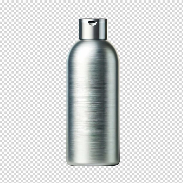 PSD a silver bottle with a silver cap on it