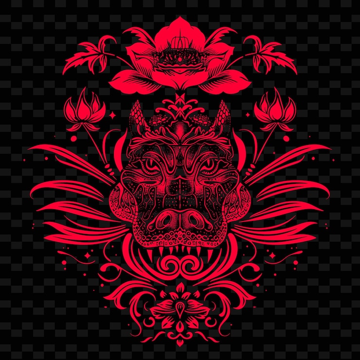 PSD a skull with a floral pattern on the top