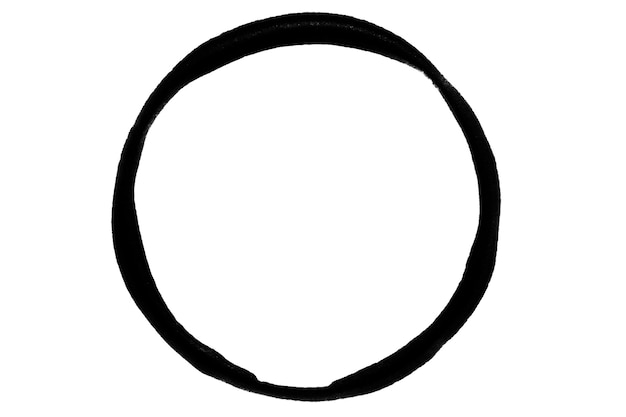 a smear or imprint of black paint in the form of a circle on a blank background