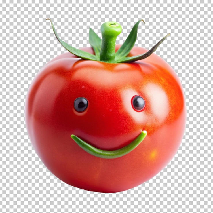 PSD a smiling tomato isolated on a white background