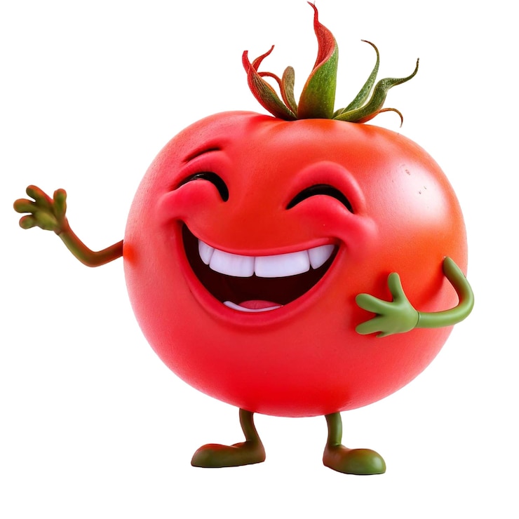 PSD a smiling tomato with a smile on its face