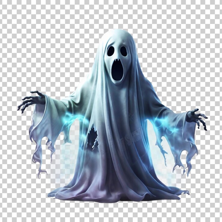 PSD a spooky ghost with a creepy face on it