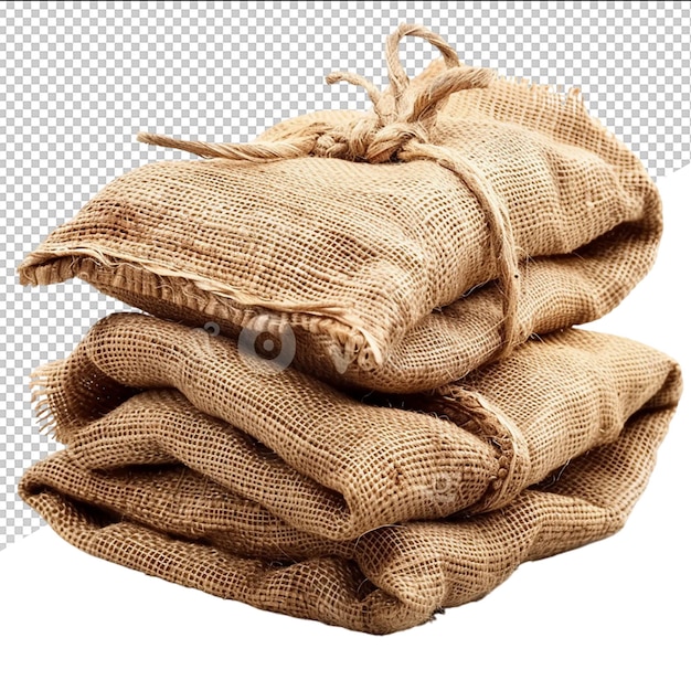 PSD a stack of brown linens with a white background