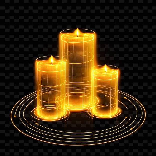 a stack of candles with a circle of lights on the bottom