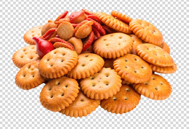 a stack of crackers with strawberries and red strawberries