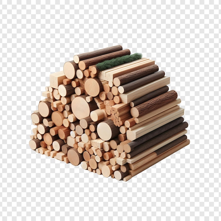 PSD a stack of wood with a stack of wood on it
