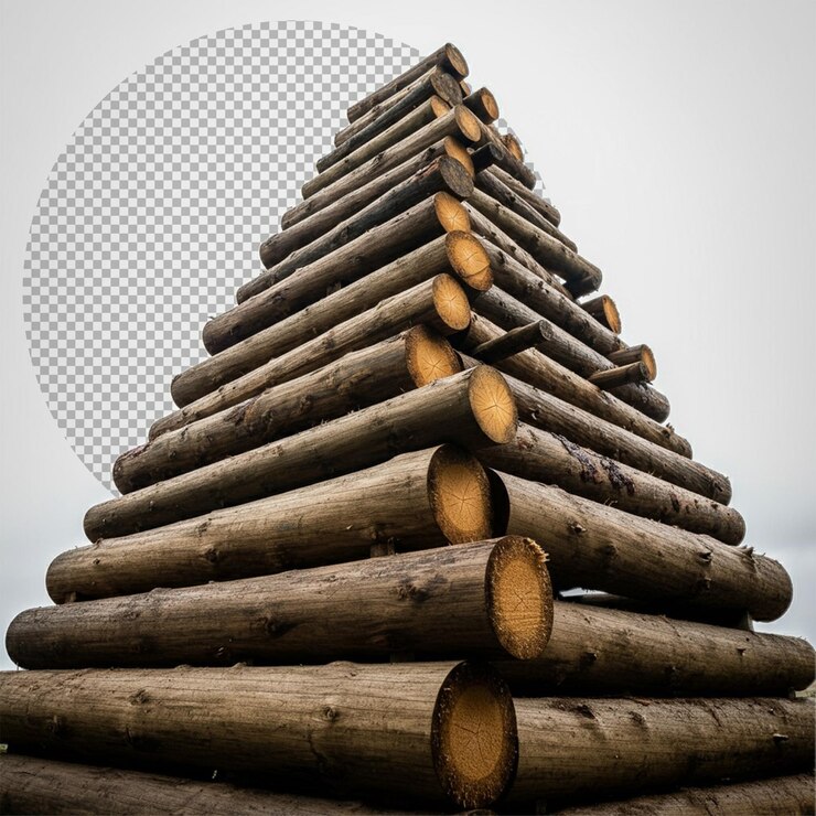 PSD a stack of woods on isolated background