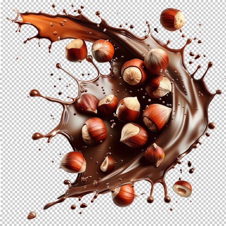 PSD a stream of melted chocolate splash isolated on transparent background