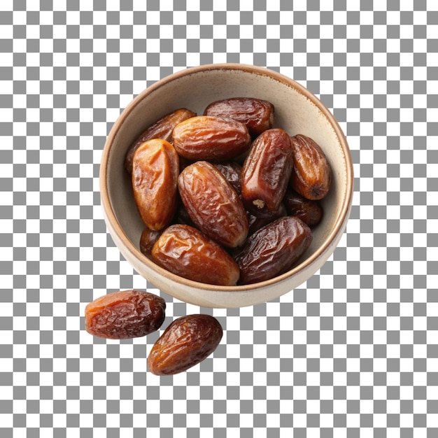 a sweet bowl of dates isolated on transparent background