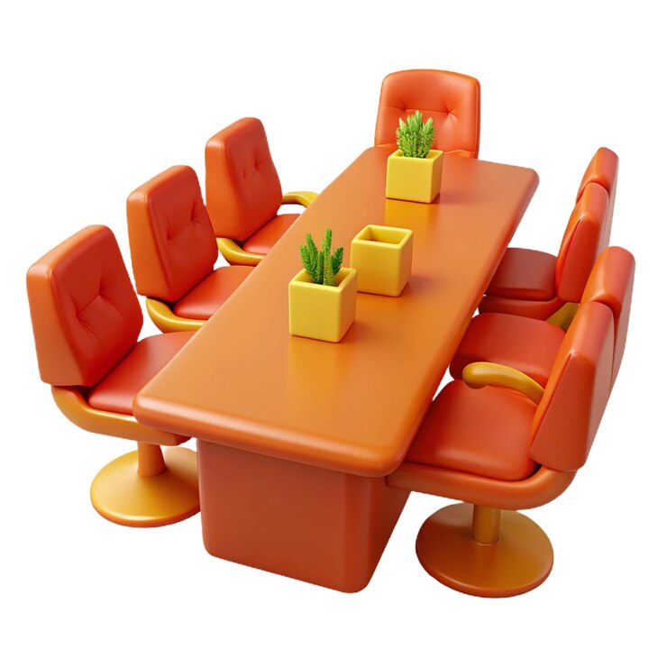 PSD a table with chairs and a table with plants on it