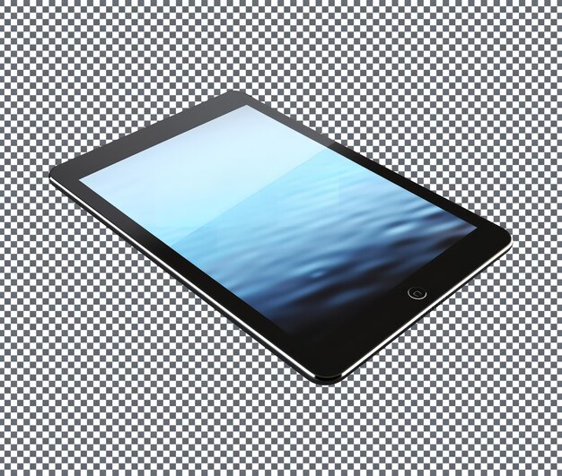 A tablet is lying with wallpaper isolated on transparent background
