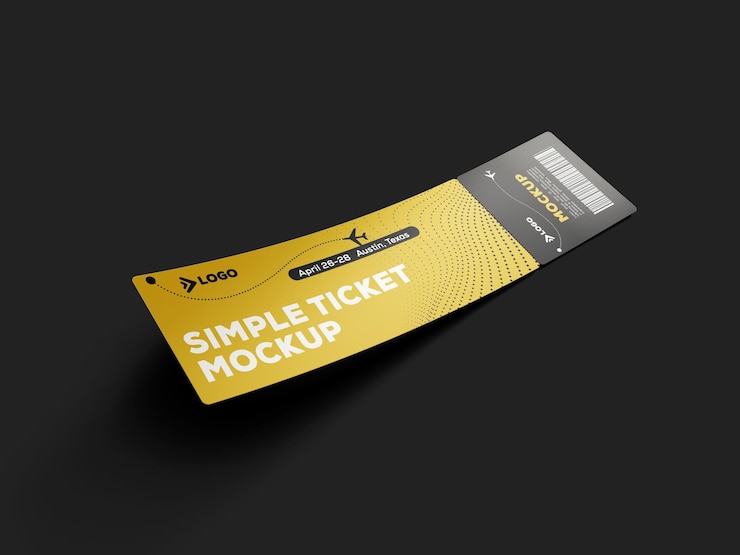 PSD a ticket mockup that says simple ticket mockup.