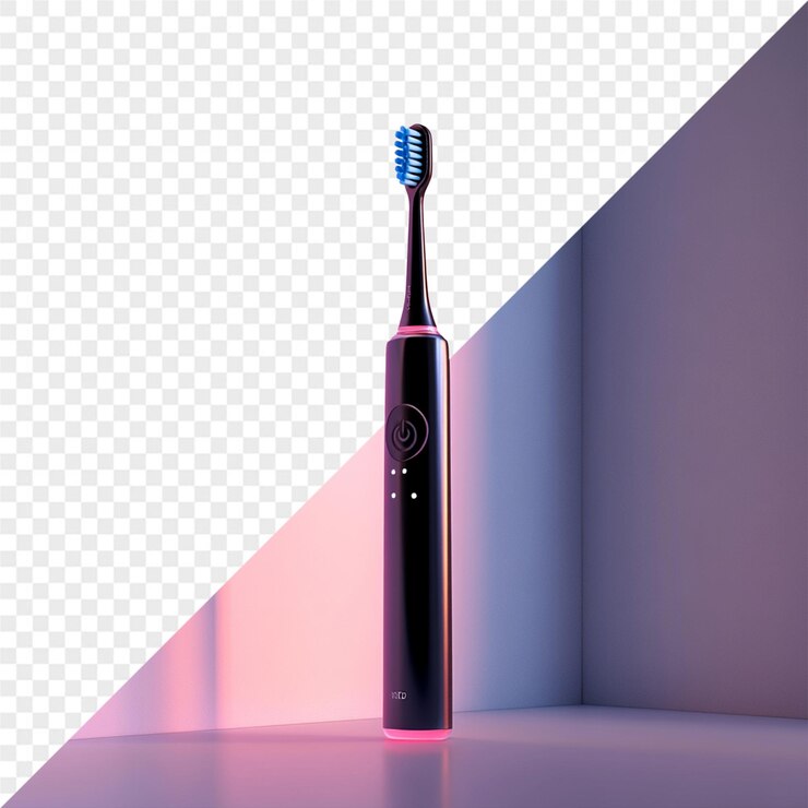 PSD a toothbrush with a blue toothbrush in front of a purple background