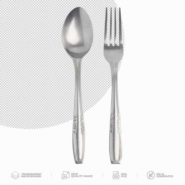 a top down view on a cutlery on transparent background PSD