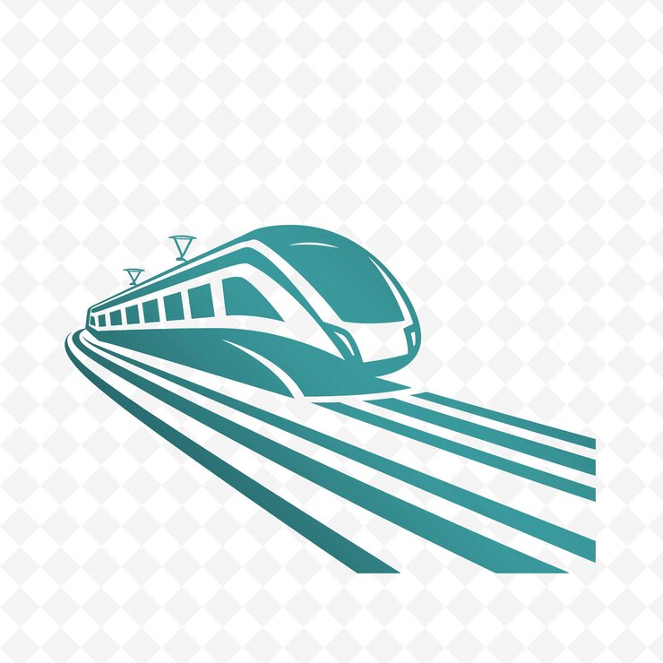 PSD a train on a white background with a green stripe