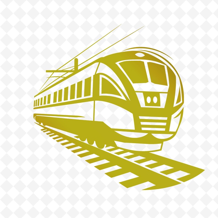 PSD a train on the tracks with a green background