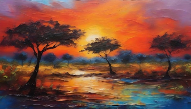 PSD a tranquil african landscape abstract art