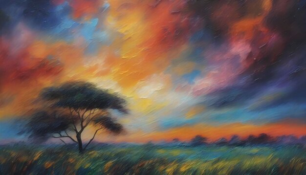 PSD a tranquil african landscape abstract art