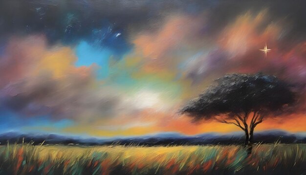 PSD a tranquil african landscape abstract art