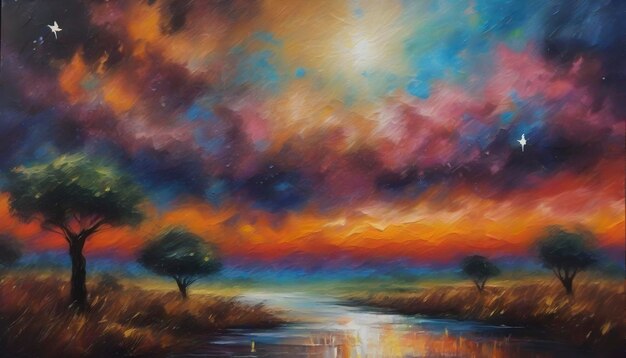 PSD a tranquil african landscape abstract art