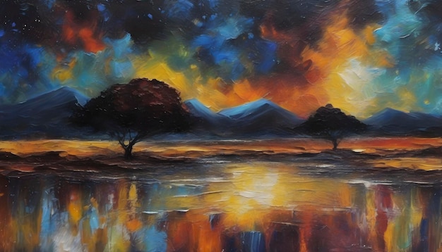 PSD a tranquil african landscape abstract art