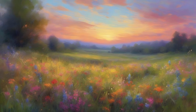 PSD a tranquil wildflower meadow landscape abstract art