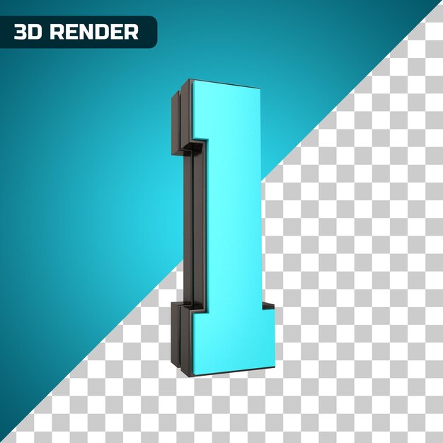 a transparent background with the number 1 in 3d