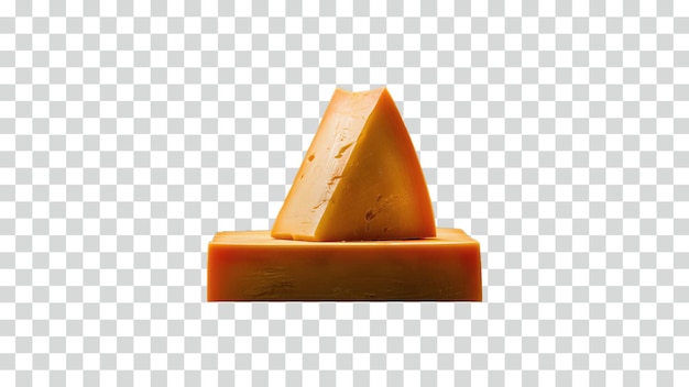 A Triangular Slice of Yellow Cheese Cut out From a Larger Block on a Transparent Background