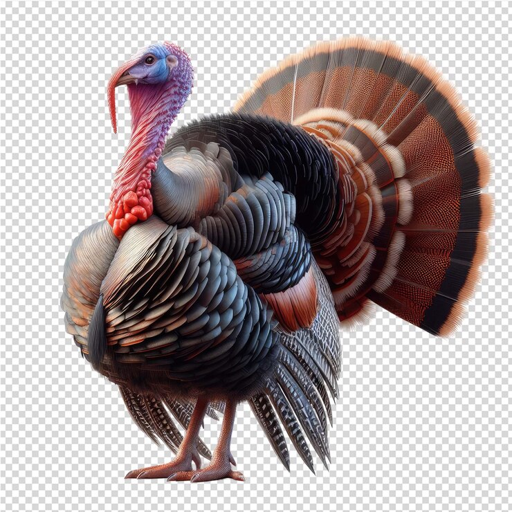 a turkey with a turkey on its head and a white background