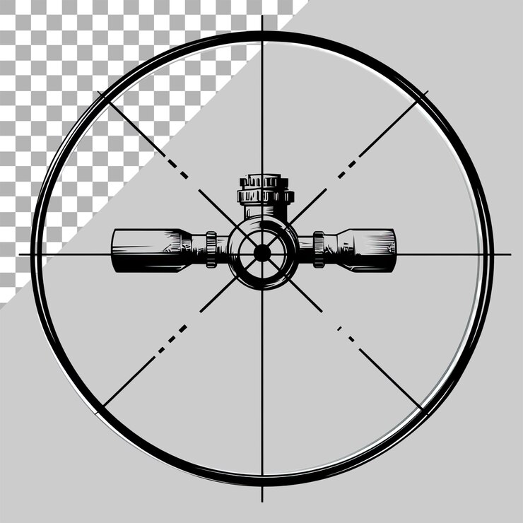 PSD a vector illustration of crosshairs in a sniper scope against a white background