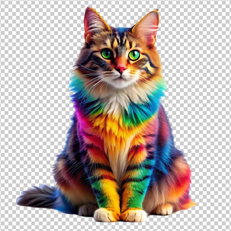 PSD a vibrant cat on white background