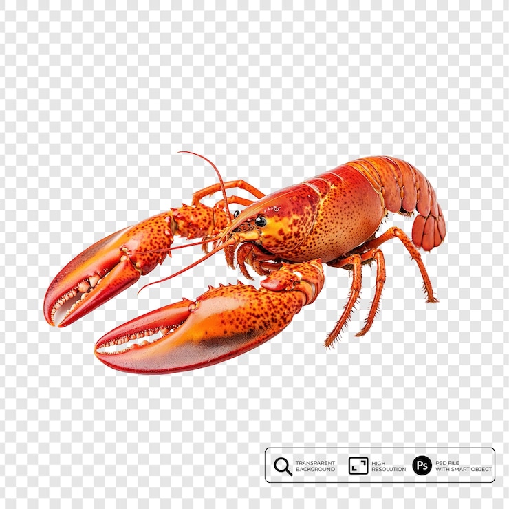 PSD a vibrant cooked lobster on a transparent background