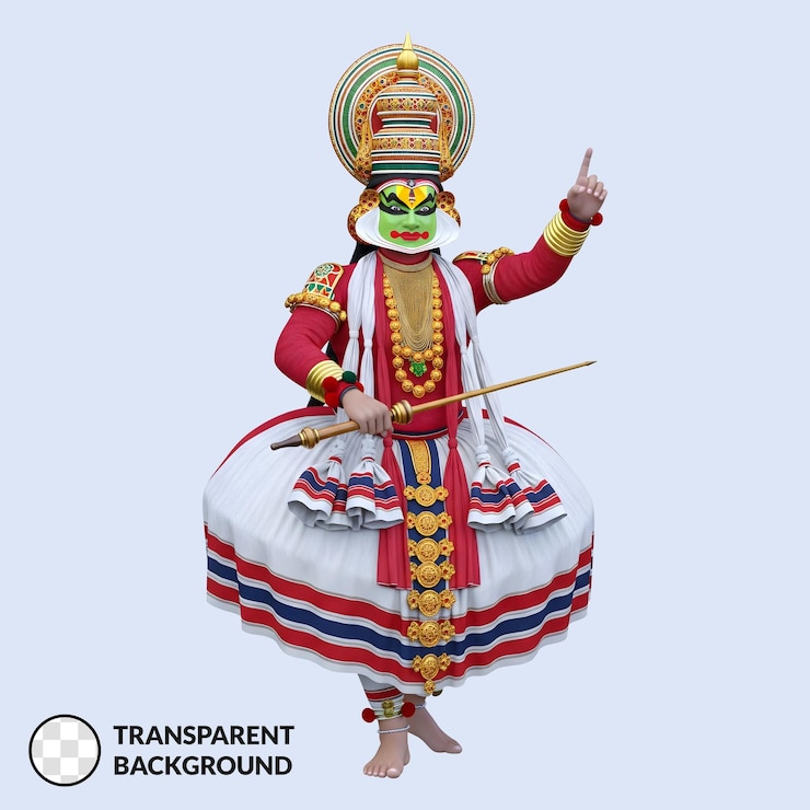 PSD a vibrant kathakali dancer in full costume and makeup