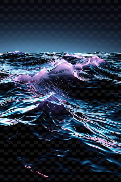 PSD a wave with purple and pink colors is in the ocean