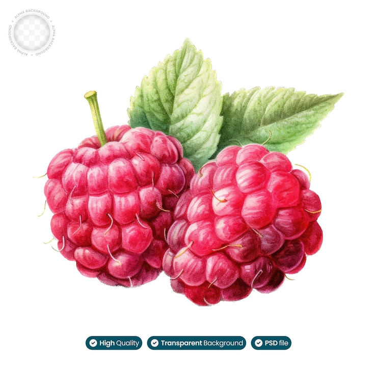 PSD a whimsical watercolor celebration of the juiciness and sweetness of raspberries
