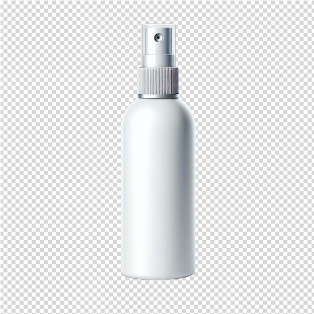 PSD a white bottle of spray with a silver cap