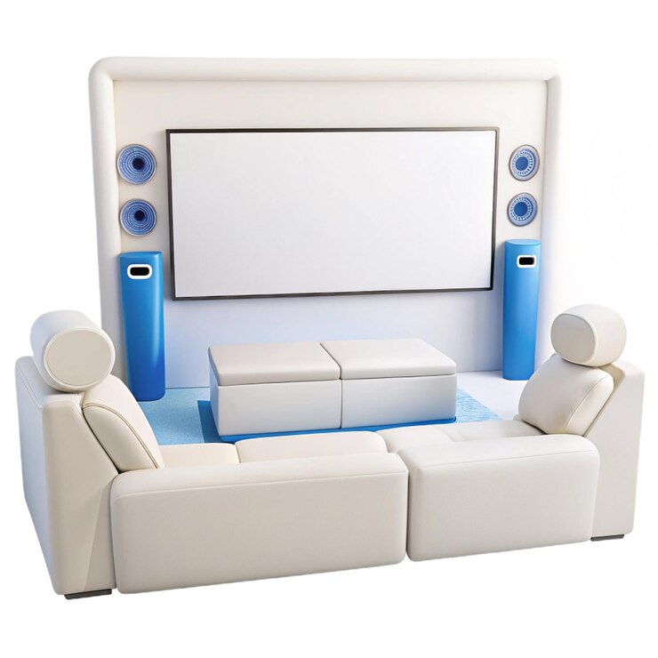 PSD a white couch with a white screen that says quot the word quot on it