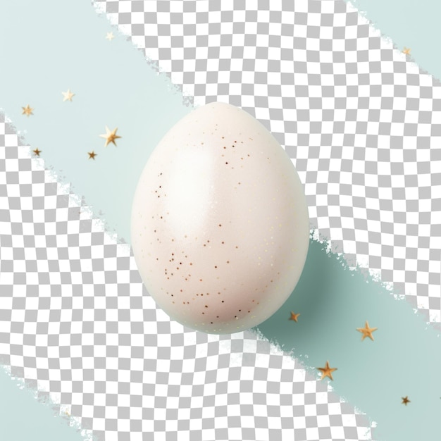 PSD a white egg with gold stars on a checkered background