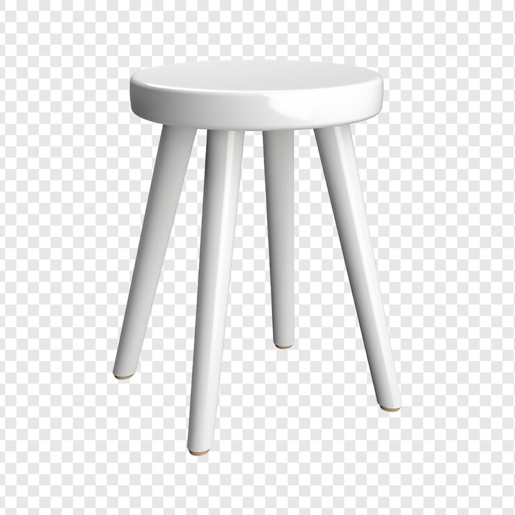 PSD a white stool with a white top and four legs isolated on transparent background