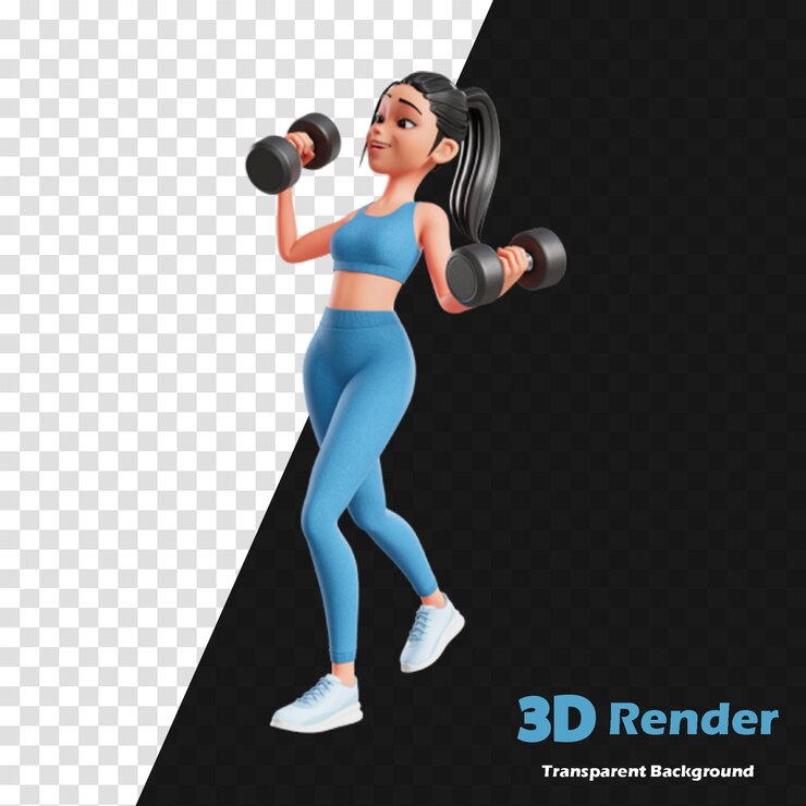 PSD a woman is doing exercises with a dumbbell