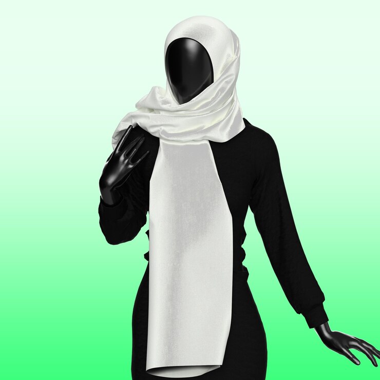 PSD a woman wearing a scarf that says no