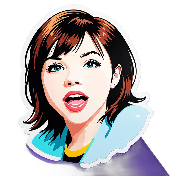 PSD a woman with her mouth open and her tongue sticking out