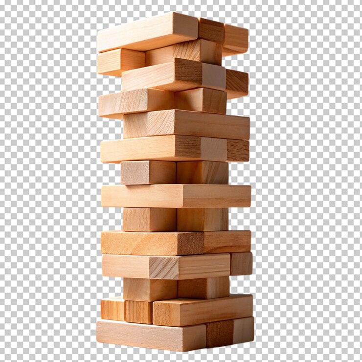 PSD a wooden jenga game on transparent background